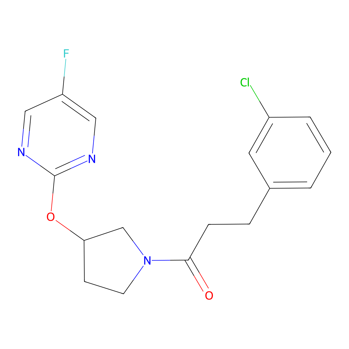 3-(3-Chlorophenyl)-1-{3-[(5-fluoropyrimidin-2-yl)oxy]pyrrolidin-1-yl}propan-1-one molecular structure, CAS 2034246-23-4