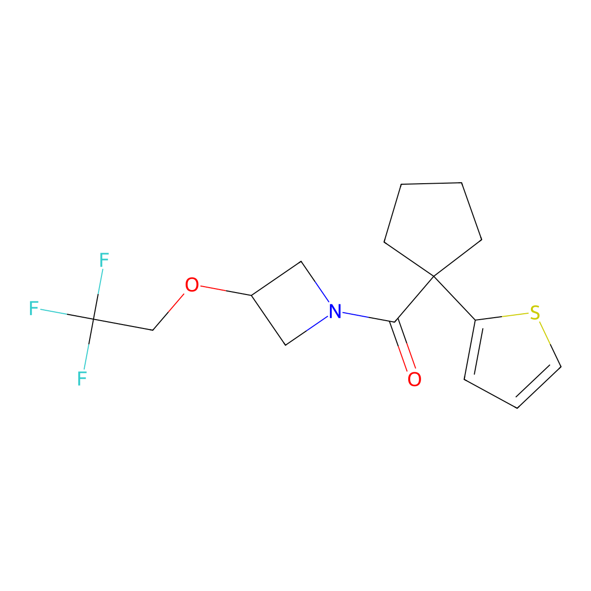 (1-(Thiophen-2-yl)cyclopentyl)(3-(2,2,2-trifluoroethoxy)azetidin-1-yl)methanone molecular structure, CAS 2034246-26-7