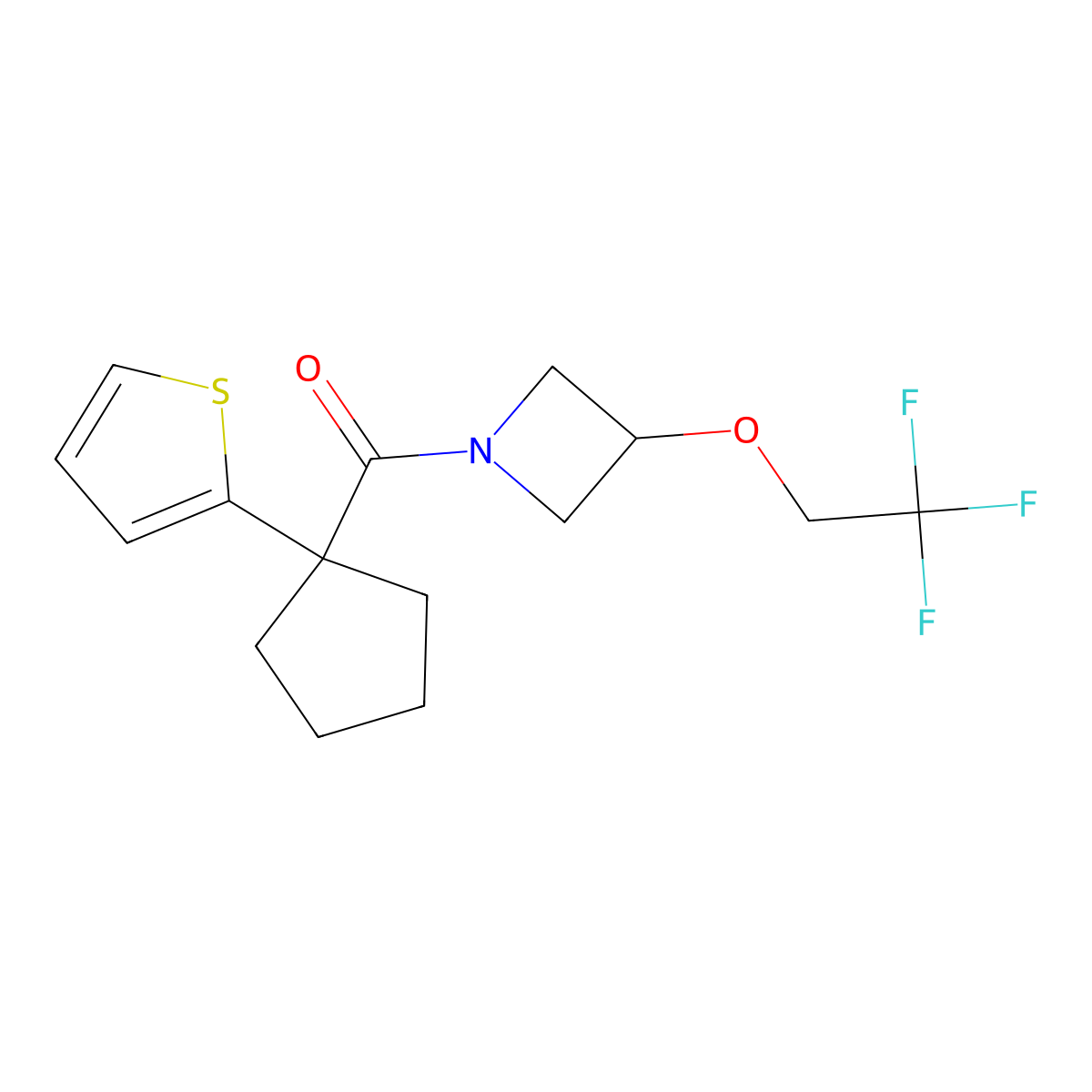 (1-(Thiophen-2-yl)cyclopentyl)(3-(2,2,2-trifluoroethoxy)azetidin-1-yl)methanone molecular structure, CAS 2034246-26-7