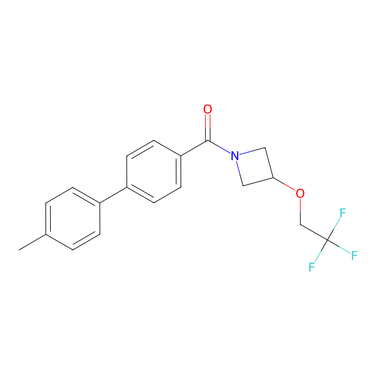1-{4'-Methyl-[1,1'-biphenyl]-4-carbonyl}-3-(2,2,2-trifluoroethoxy)azetidine molecular structure, CAS 2034246-32-5
