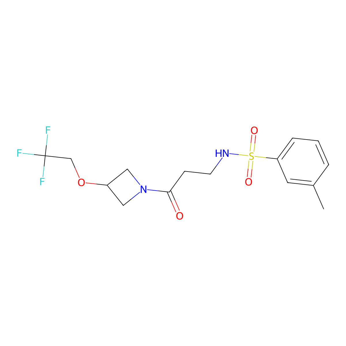 3-methyl-N-(3-oxo-3-(3-(2,2,2-trifluoroethoxy)azetidin-1-yl)propyl)benzenesulfonamide molecular structure, CAS 2034246-35-8