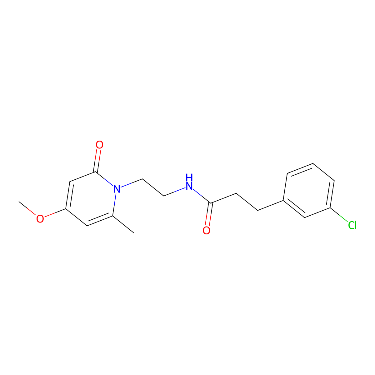 3-(3-chlorophenyl)-N-(2-(4-methoxy-6-methyl-2-oxopyridin-1(2H)-yl)ethyl)propanamide molecular structure, CAS 2034246-38-1