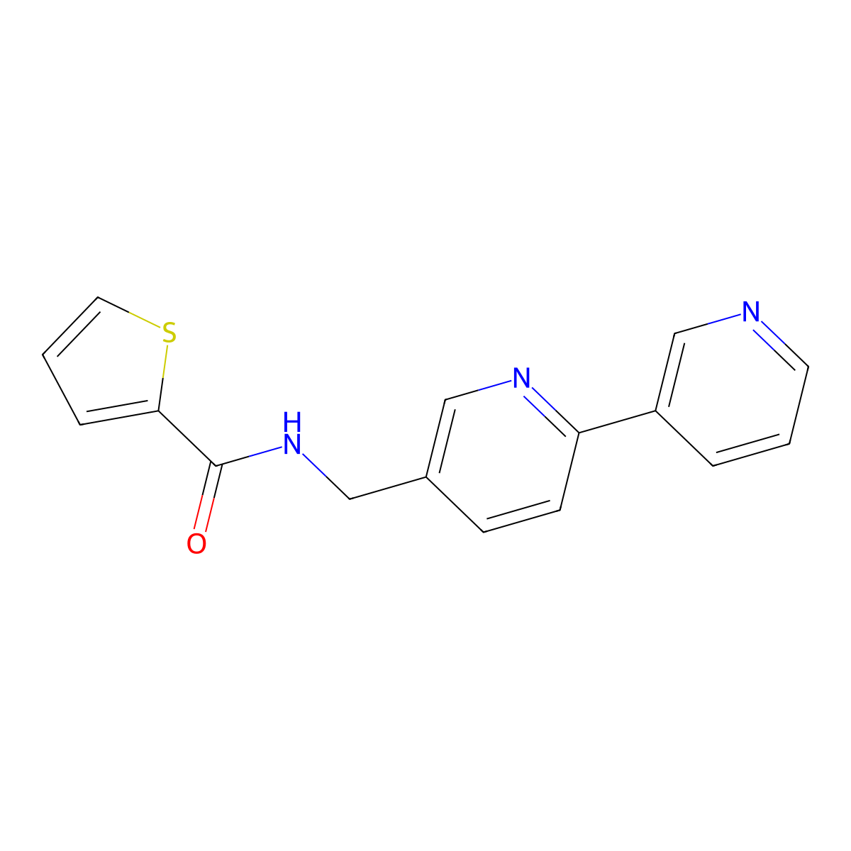 N-({[2,3'-bipyridine]-5-yl}methyl)thiophene-2-carboxamide molecular structure, CAS 2034246-49-4