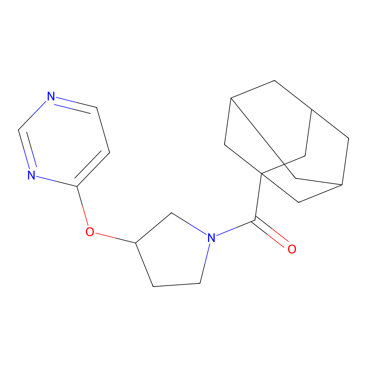 4-{[1-(Adamantane-1-carbonyl)pyrrolidin-3-yl]oxy}pyrimidine molecular structure, CAS 2034246-53-0