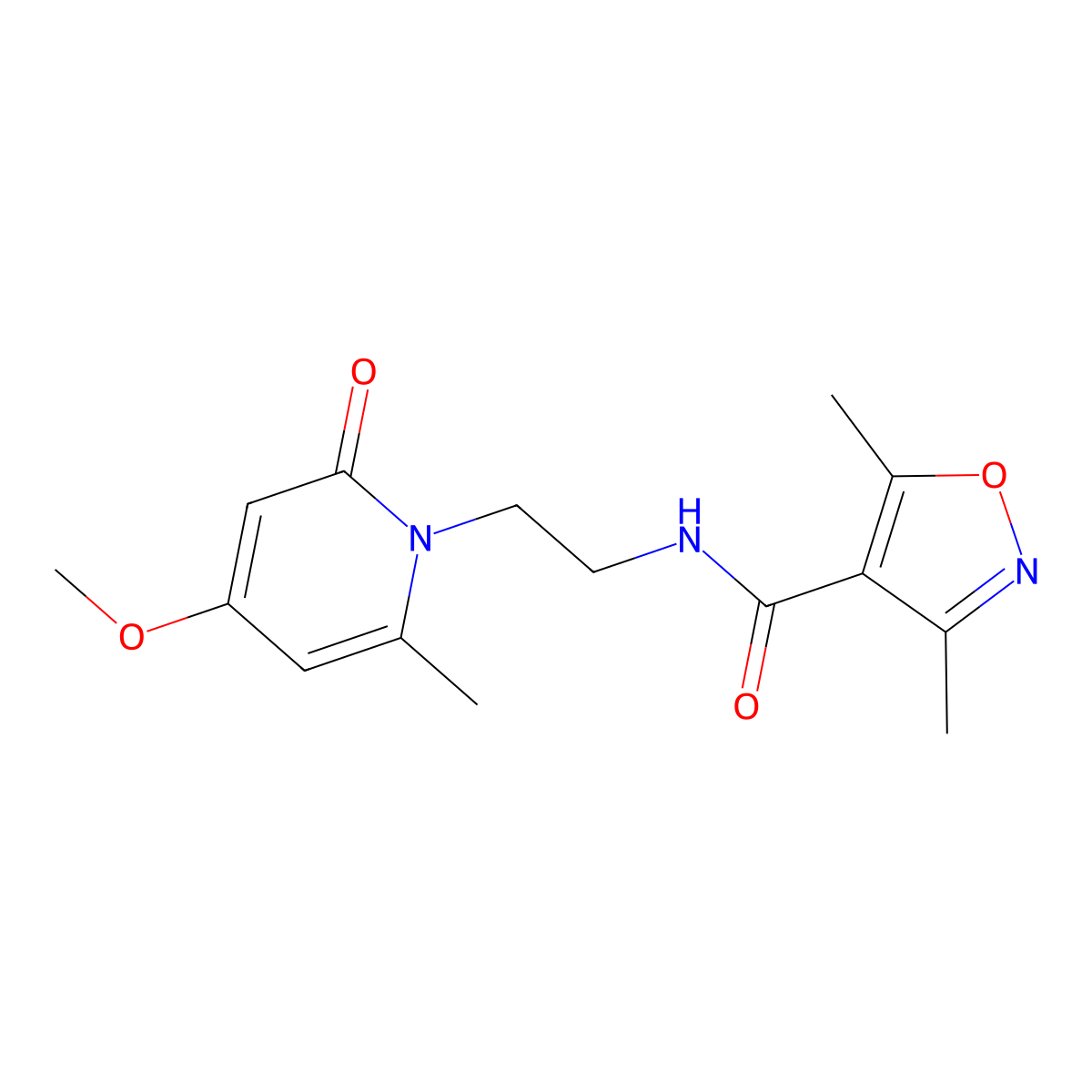 N-(2-(4-methoxy-6-methyl-2-oxopyridin-1(2H)-yl)ethyl)-3,5-dimethylisoxazole-4-carboxamide molecular structure, CAS 2034246-68-7