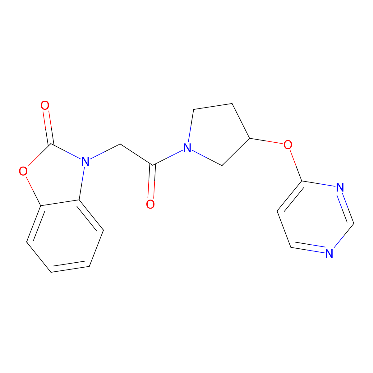 3-(2-oxo-2-(3-(pyrimidin-4-yloxy)pyrrolidin-1-yl)ethyl)benzo[d]oxazol-2(3H)-one molecular structure, CAS 2034246-73-4
