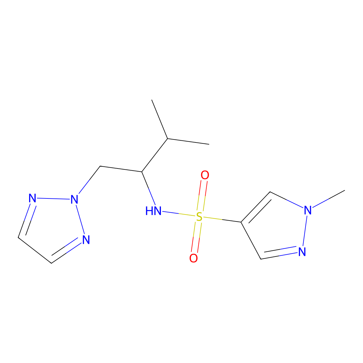 1-methyl-N-[3-methyl-1-(2H-1,2,3-triazol-2-yl)butan-2-yl]-1H-pyrazole-4-sulfonamide molecular structure, CAS 2034246-79-0