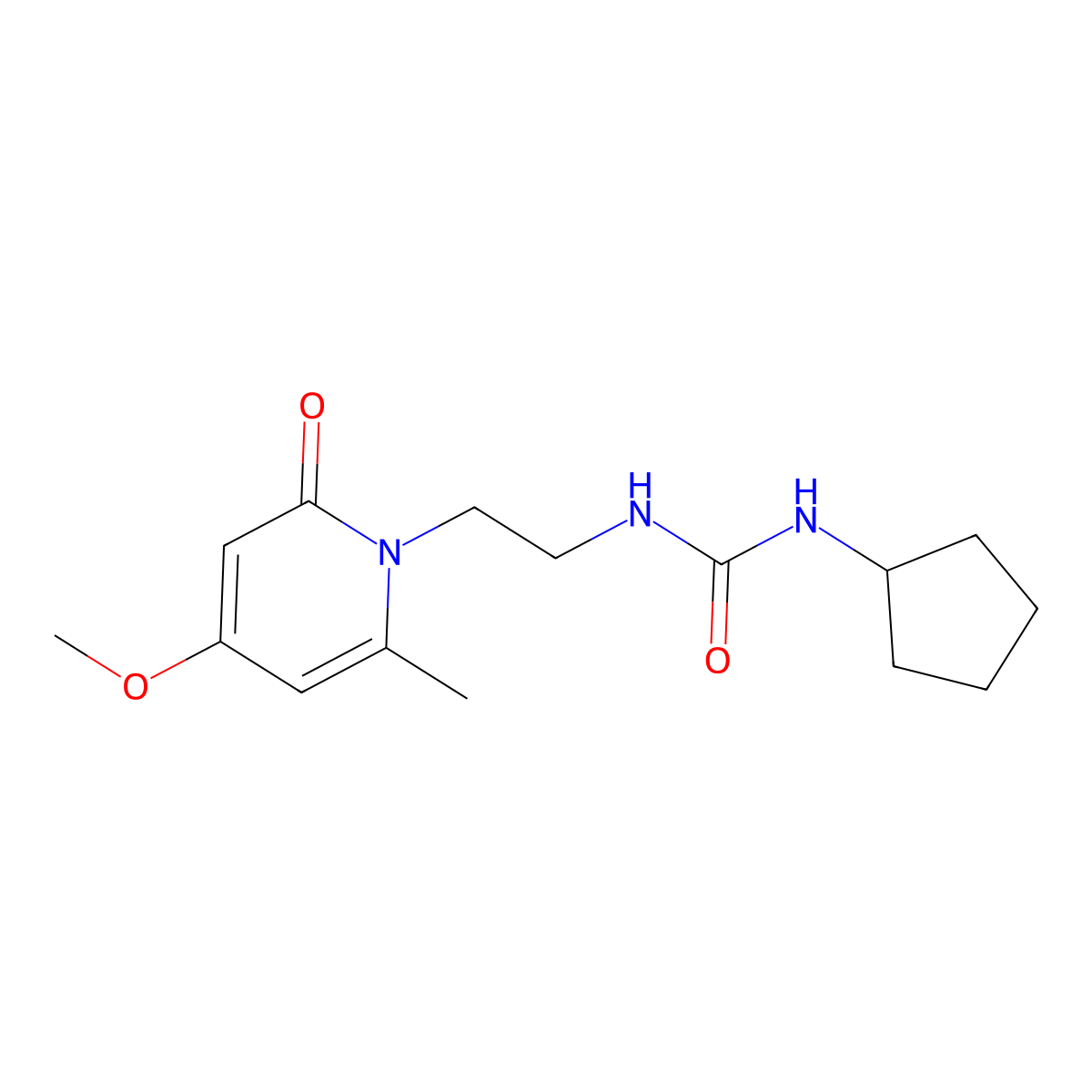 1-cyclopentyl-3-(2-(4-methoxy-6-methyl-2-oxopyridin-1(2H)-yl)ethyl)urea molecular structure, CAS 2034246-80-3
