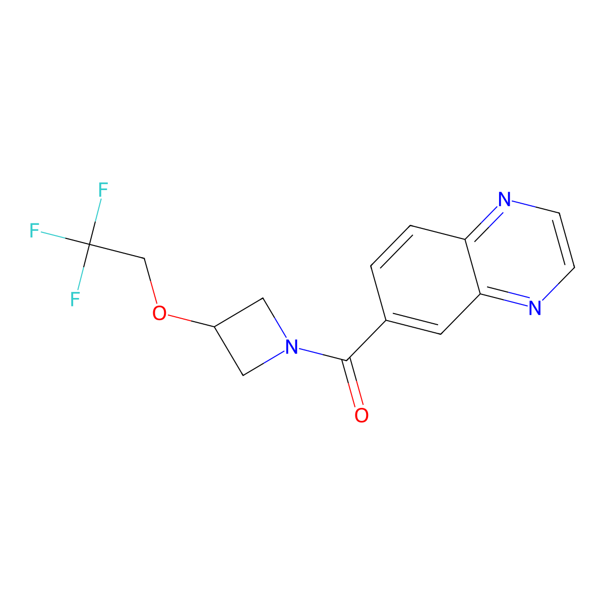 Quinoxalin-6-yl(3-(2,2,2-trifluoroethoxy)azetidin-1-yl)methanone molecular structure, CAS 2034246-83-6