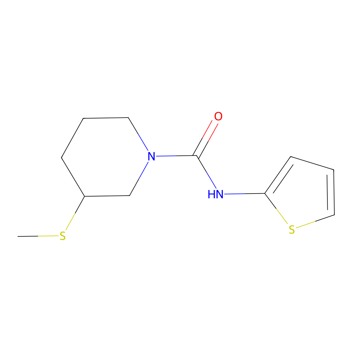 3-(methylthio)-N-(thiophen-2-yl)piperidine-1-carboxamide molecular structure, CAS 2034246-87-0