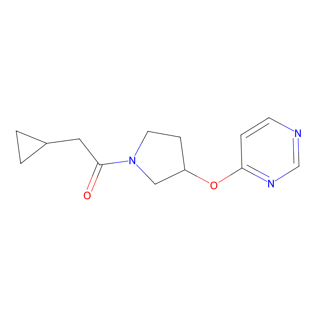 2-Cyclopropyl-1-(3-(pyrimidin-4-yloxy)pyrrolidin-1-yl)ethanone molecular structure, CAS 2034246-88-1