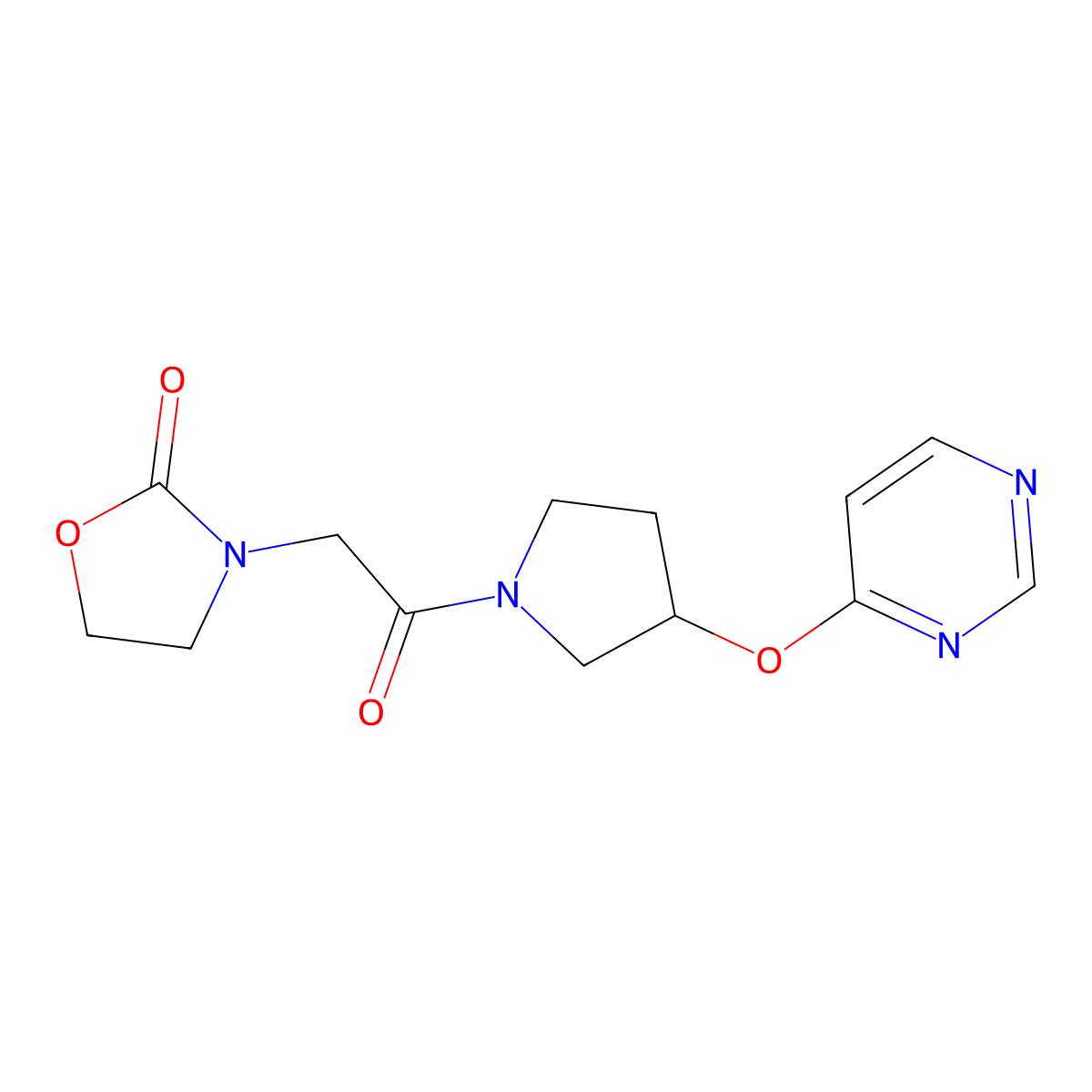 3-(2-Oxo-2-(3-(pyrimidin-4-yloxy)pyrrolidin-1-yl)ethyl)oxazolidin-2-one molecular structure, CAS 2034246-92-7