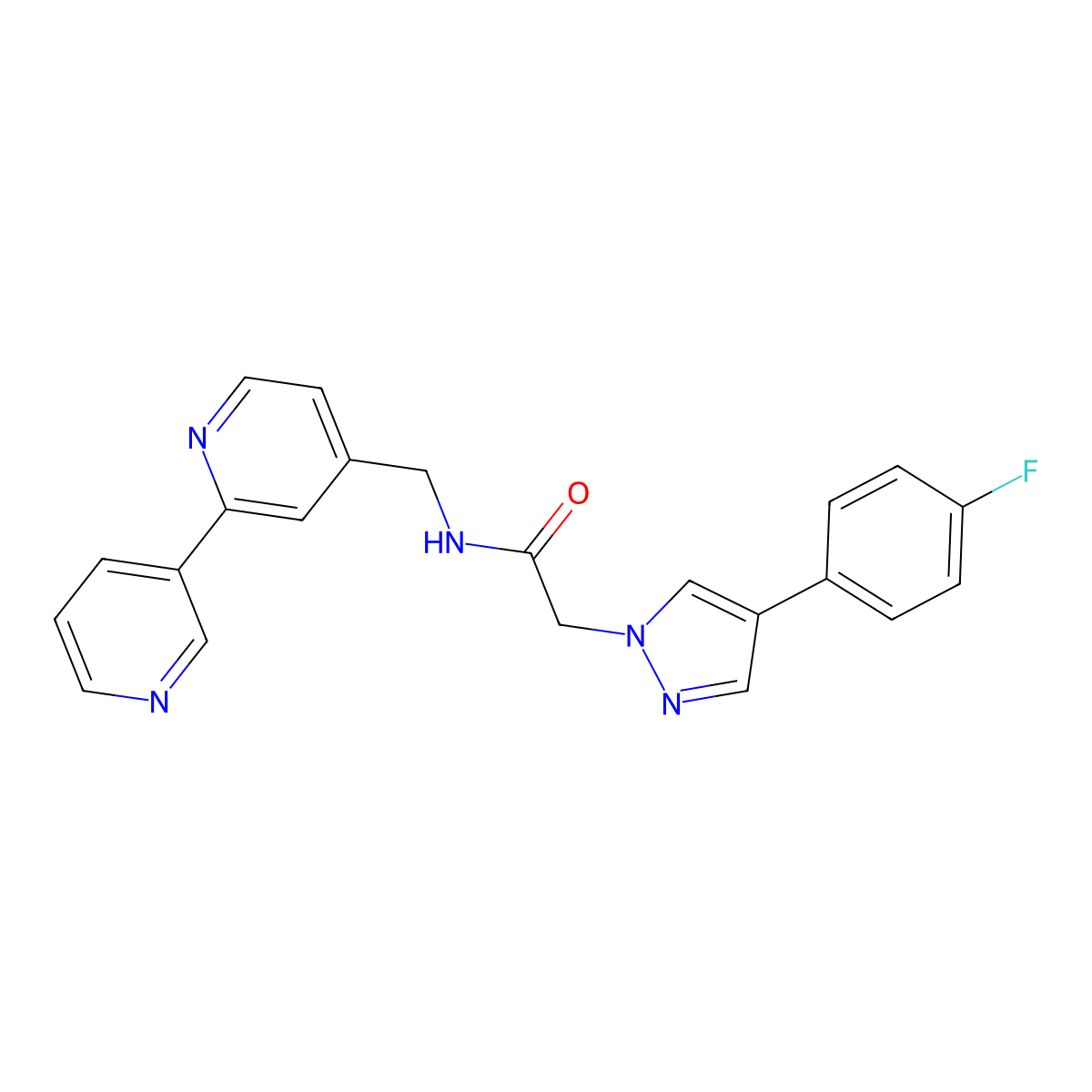 N-([2,3'-bipyridin]-4-ylmethyl)-2-(4-(4-fluorophenyl)-1H-pyrazol-1-yl)acetamide molecular structure, CAS 2034246-94-9
