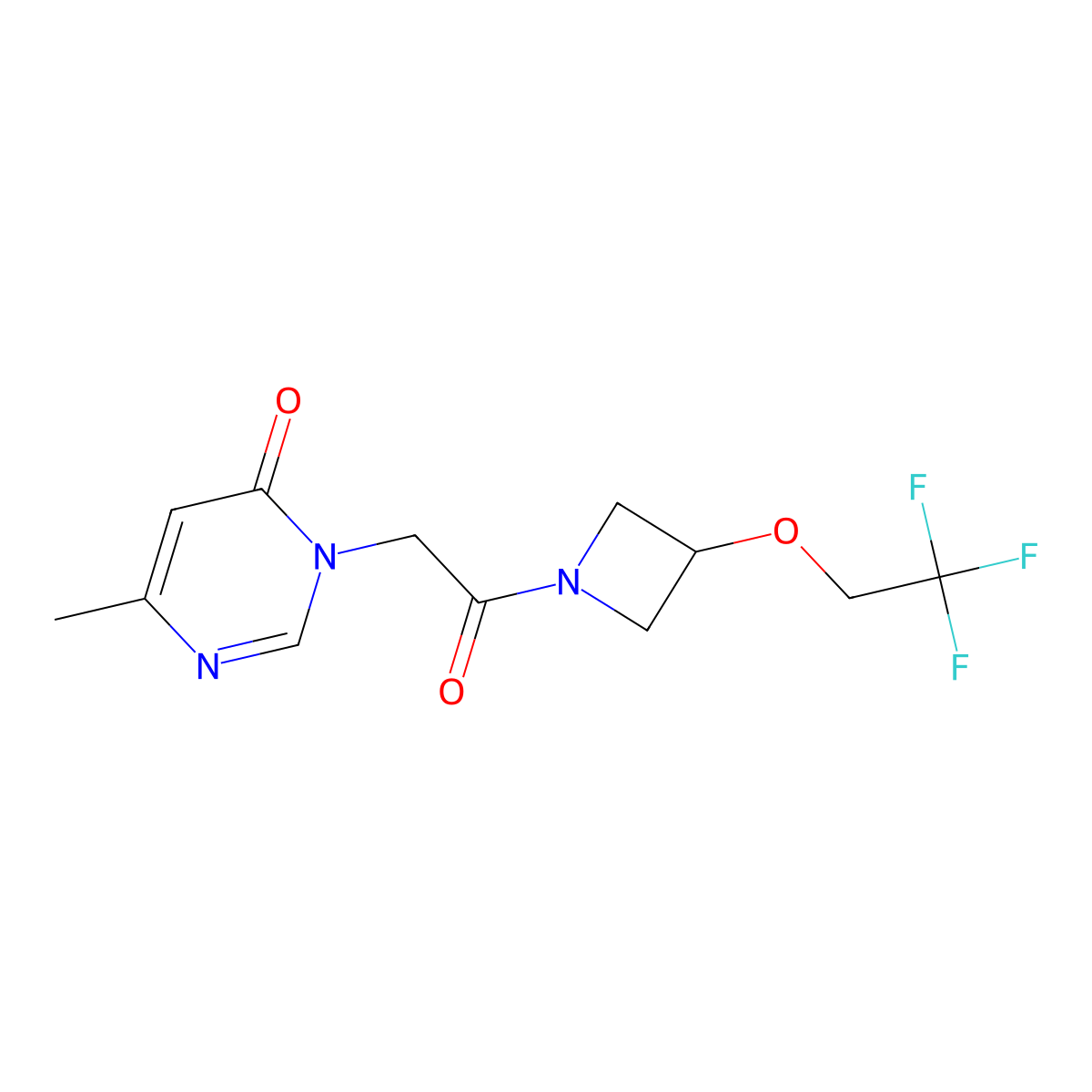 6-methyl-3-(2-oxo-2-(3-(2,2,2-trifluoroethoxy)azetidin-1-yl)ethyl)pyrimidin-4(3H)-one molecular structure, CAS 2034246-95-0