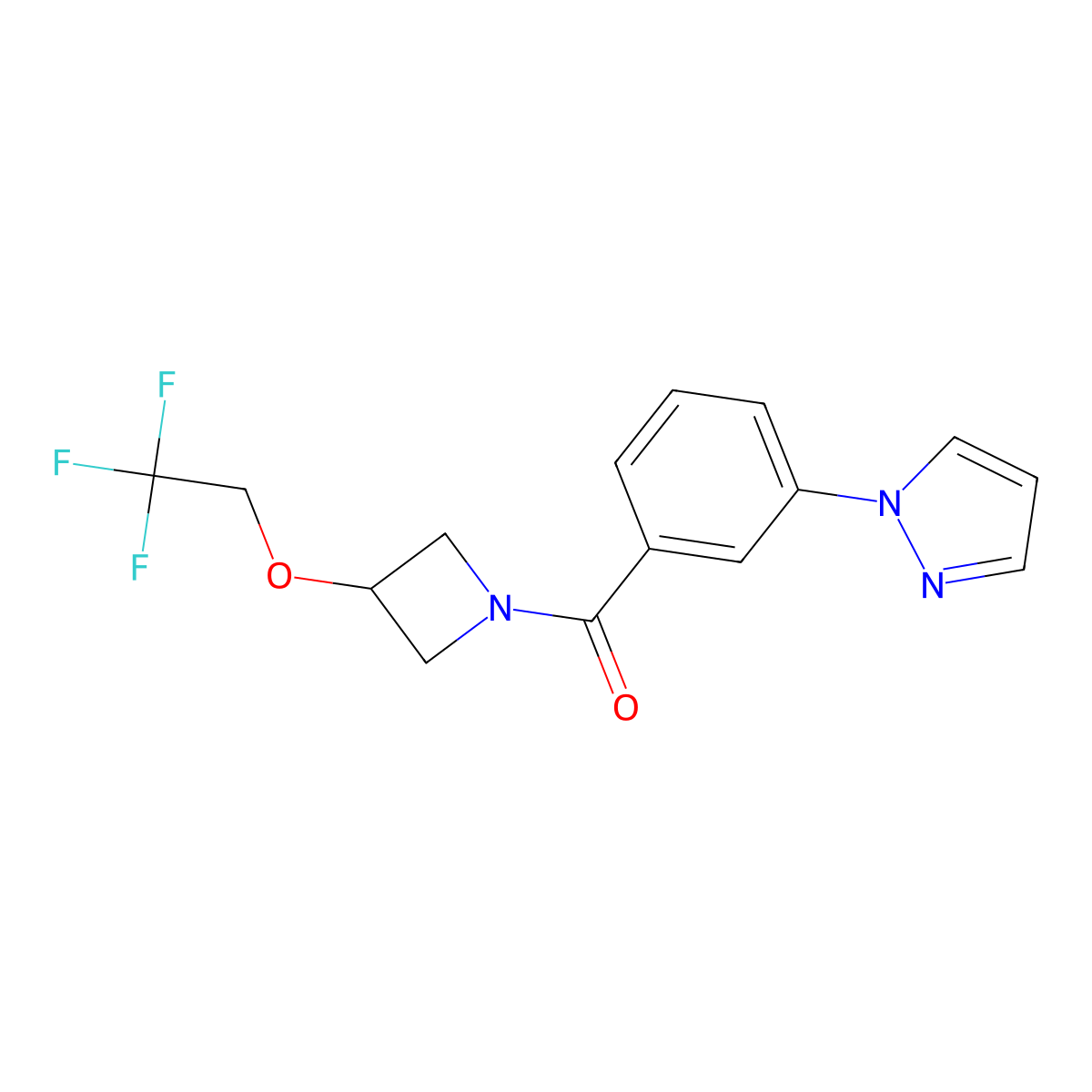(3-(1H-pyrazol-1-yl)phenyl)(3-(2,2,2-trifluoroethoxy)azetidin-1-yl)methanone molecular structure, CAS 2034246-99-4