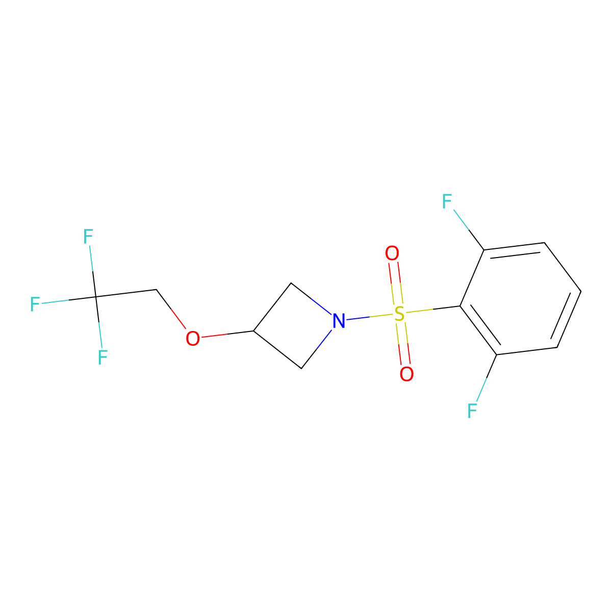 1-((2,6-Difluorophenyl)sulfonyl)-3-(2,2,2-trifluoroethoxy)azetidine molecular structure, CAS 2034247-07-7