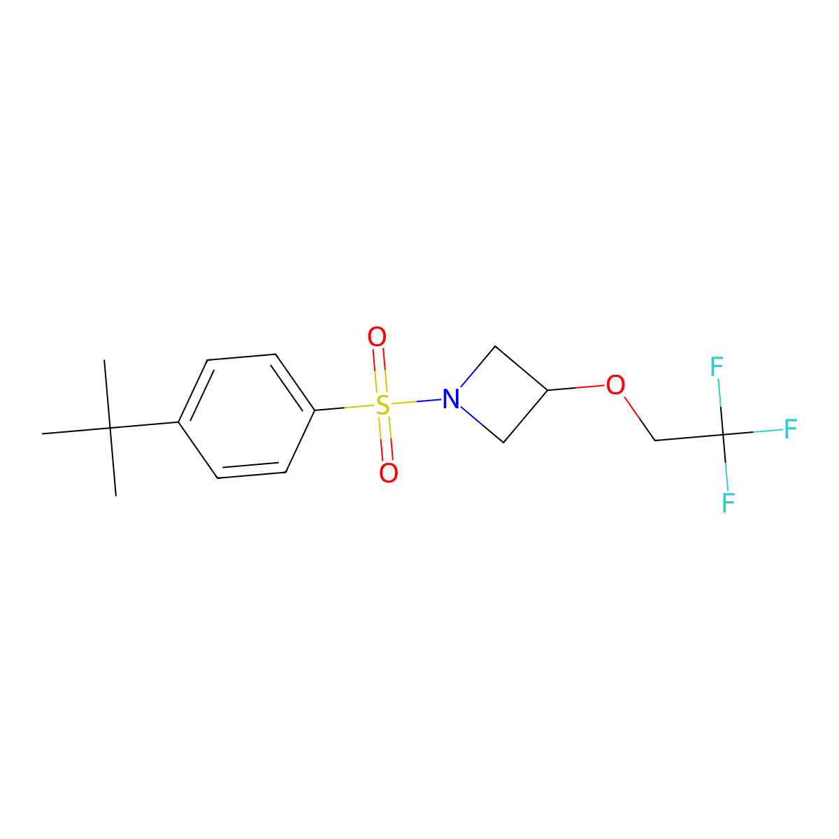 1-(4-Tert-butylbenzenesulfonyl)-3-(2,2,2-trifluoroethoxy)azetidine molecular structure, CAS 2034247-10-2
