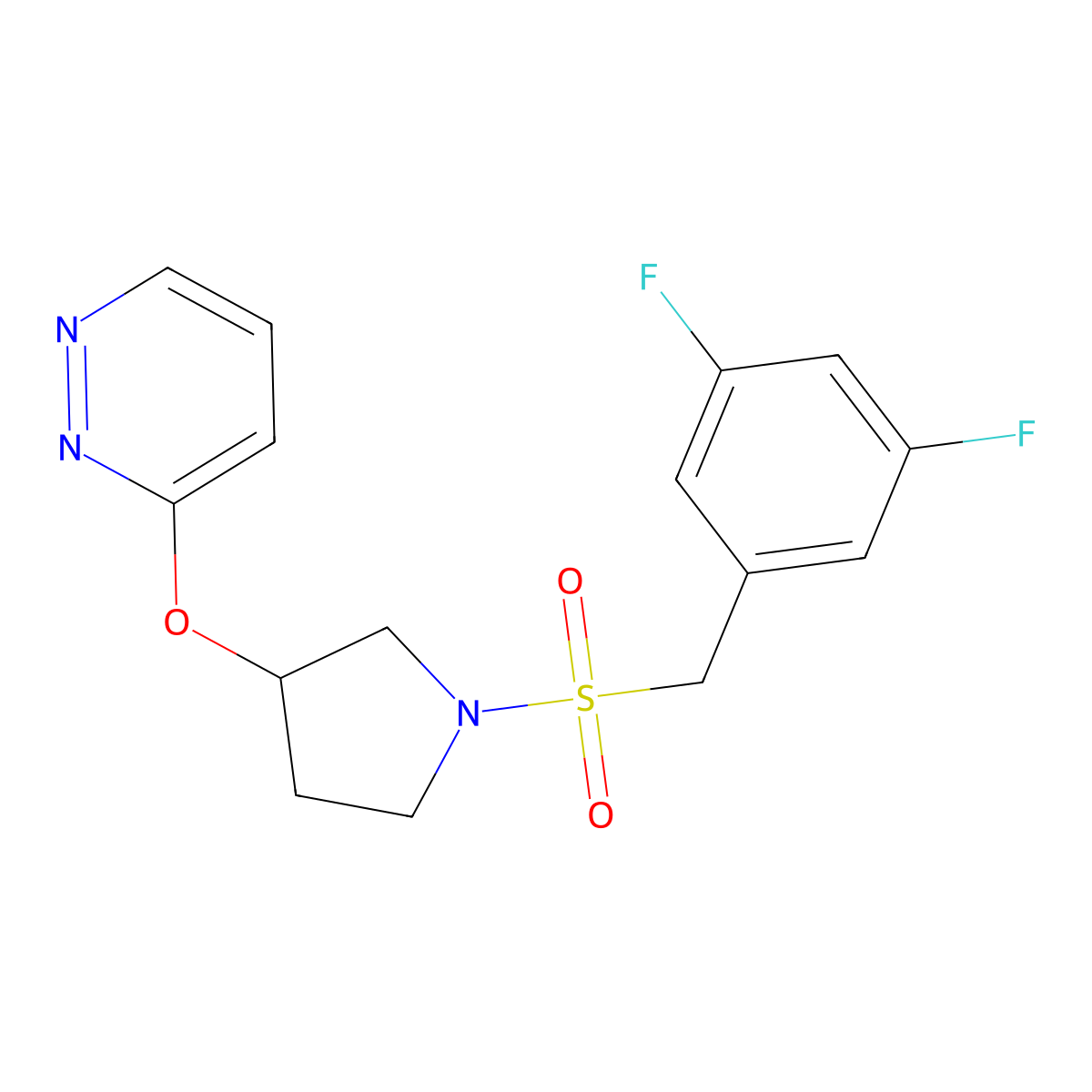 3-((1-((3,5-Difluorobenzyl)sulfonyl)pyrrolidin-3-yl)oxy)pyridazine molecular structure, CAS 2034247-11-3