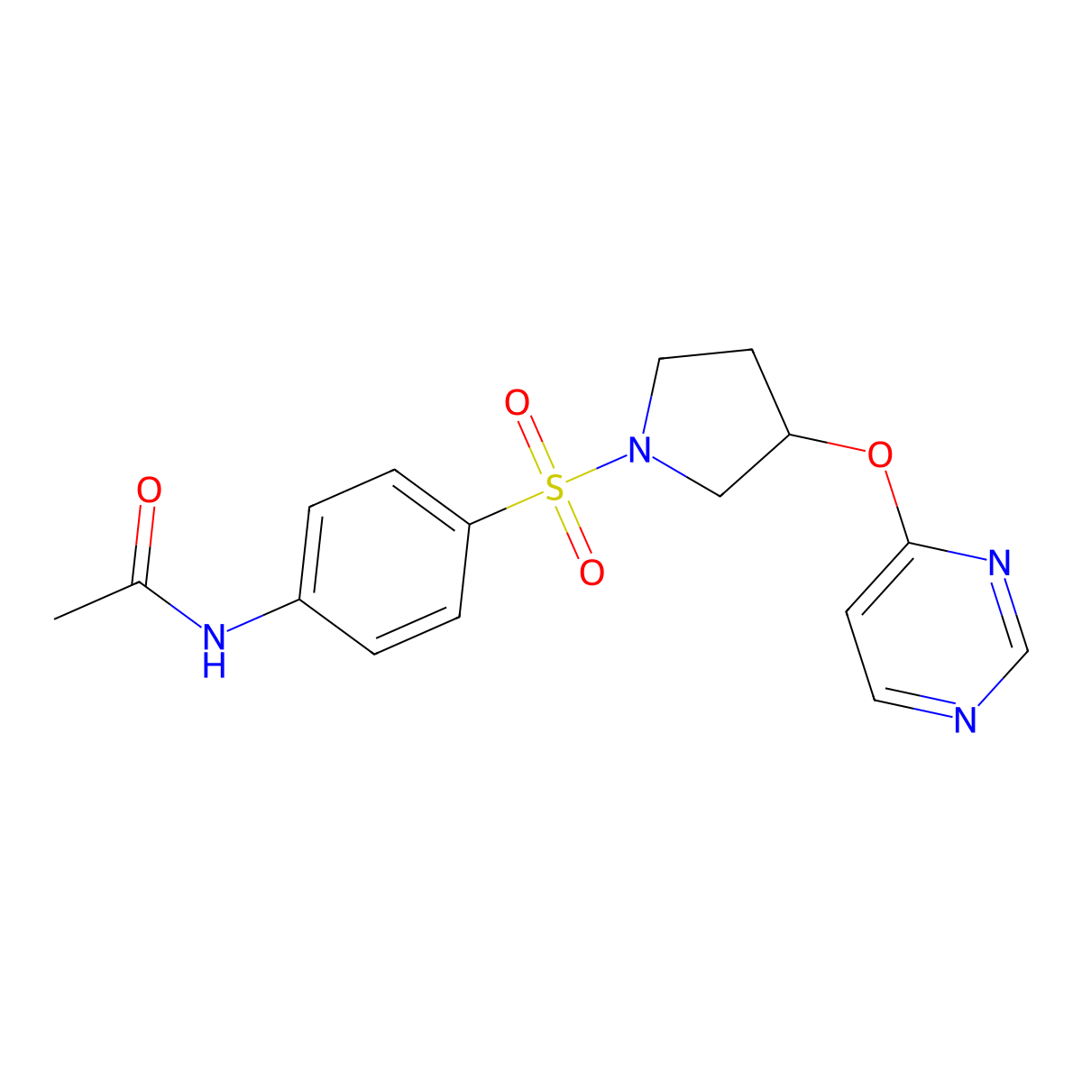 N-(4-((3-(pyrimidin-4-yloxy)pyrrolidin-1-yl)sulfonyl)phenyl)acetamide molecular structure, CAS 2034247-12-4