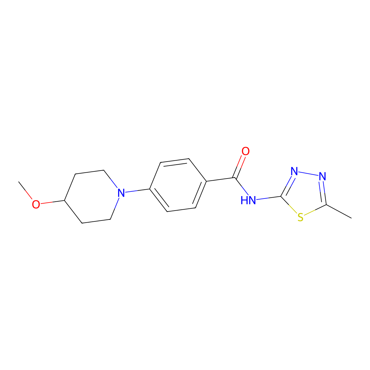 4-(4-methoxypiperidin-1-yl)-N-(5-methyl-1,3,4-thiadiazol-2-yl)benzamide molecular structure, CAS 2034247-13-5