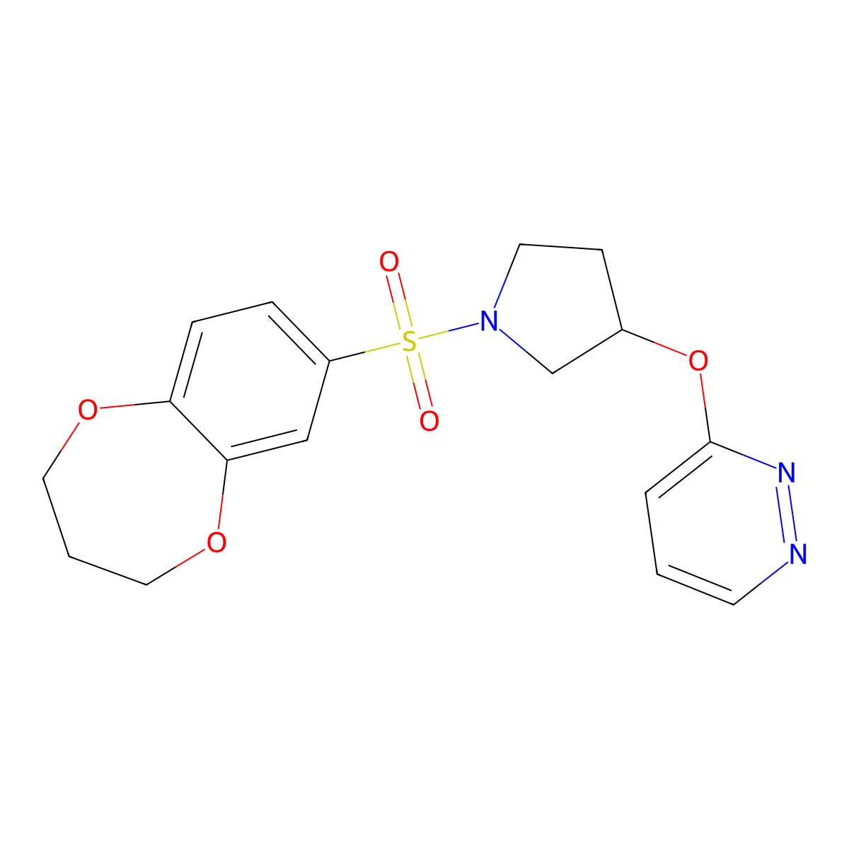 3-((1-((3,4-dihydro-2H-benzo[b][1,4]dioxepin-7-yl)sulfonyl)pyrrolidin-3-yl)oxy)pyridazine molecular structure, CAS 2034247-15-7