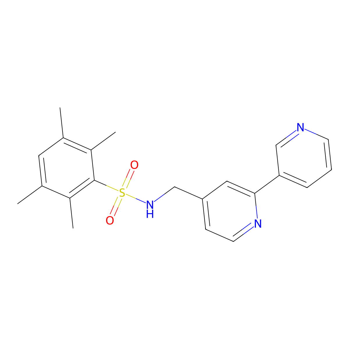N-([2,3'-bipyridin]-4-ylmethyl)-2,3,5,6-tetramethylbenzenesulfonamide molecular structure, CAS 2034247-21-5