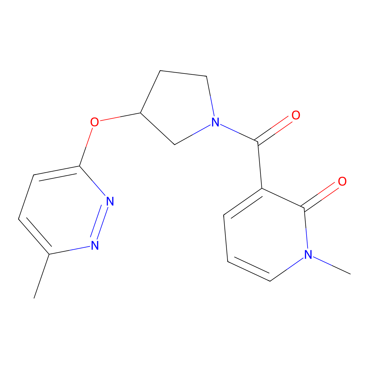 1-methyl-3-(3-((6-methylpyridazin-3-yl)oxy)pyrrolidine-1-carbonyl)pyridin-2(1H)-one molecular structure, CAS 2034247-23-7
