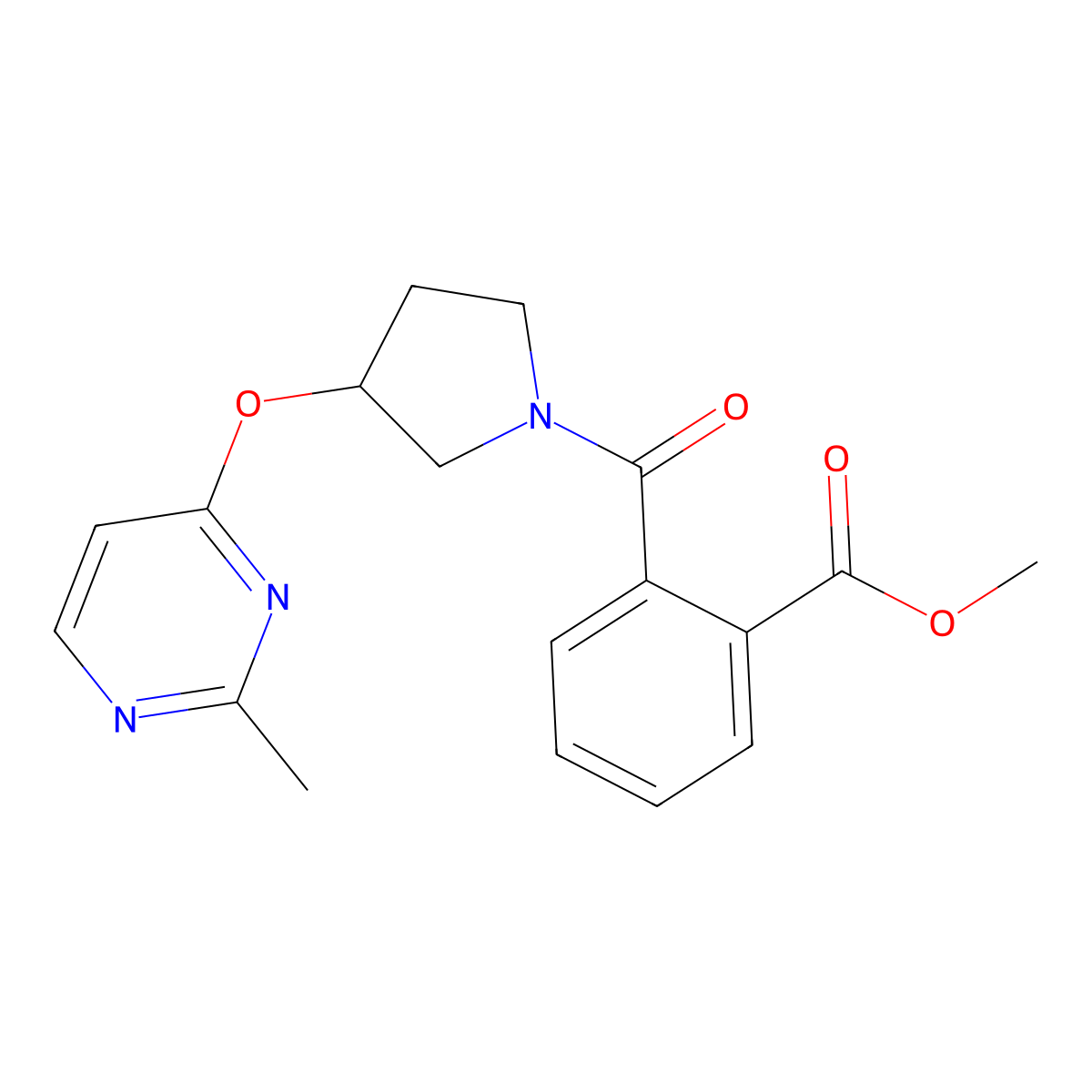 Methyl 2-{3-[(2-methylpyrimidin-4-yl)oxy]pyrrolidine-1-carbonyl}benzoate molecular structure, CAS 2034247-26-0