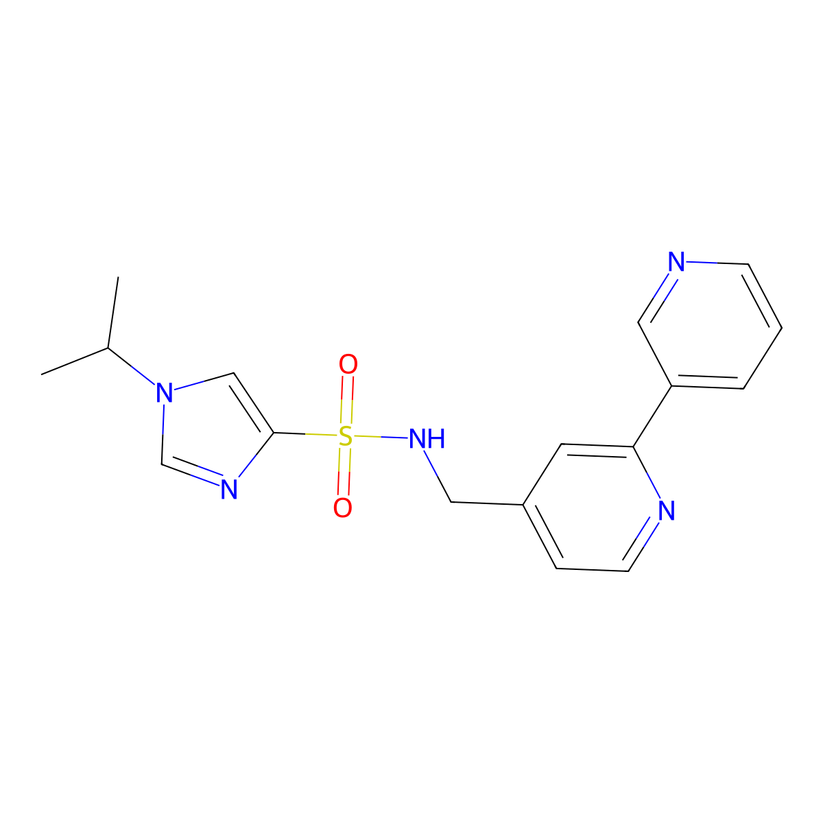 N-({[2,3'-bipyridine]-4-yl}methyl)-1-(propan-2-yl)-1H-imidazole-4-sulfonamide molecular structure, CAS 2034247-28-2