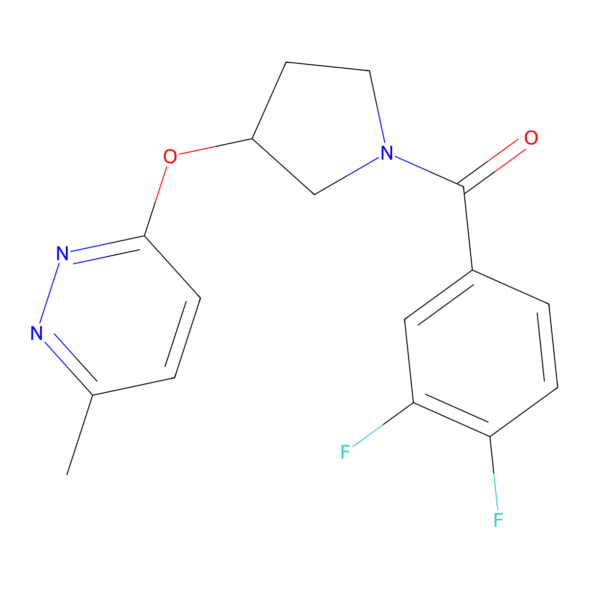 (3,4-Difluorophenyl)(3-((6-methylpyridazin-3-yl)oxy)pyrrolidin-1-yl)methanone molecular structure, CAS 2034247-30-6