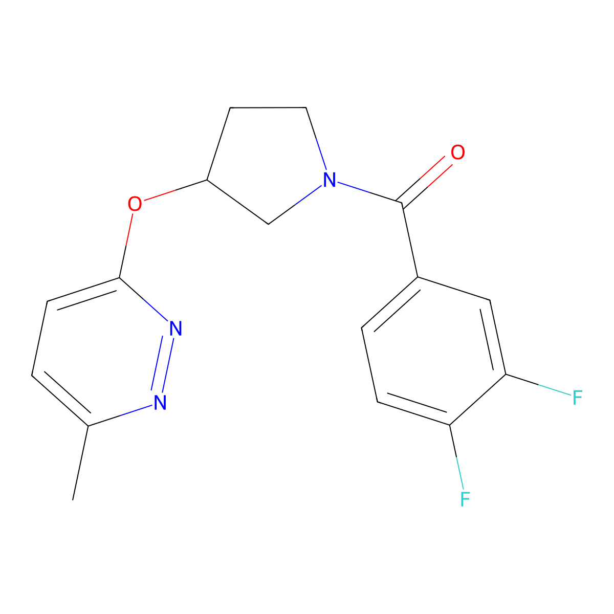 (3,4-Difluorophenyl)(3-((6-methylpyridazin-3-yl)oxy)pyrrolidin-1-yl)methanone molecular structure, CAS 2034247-30-6
