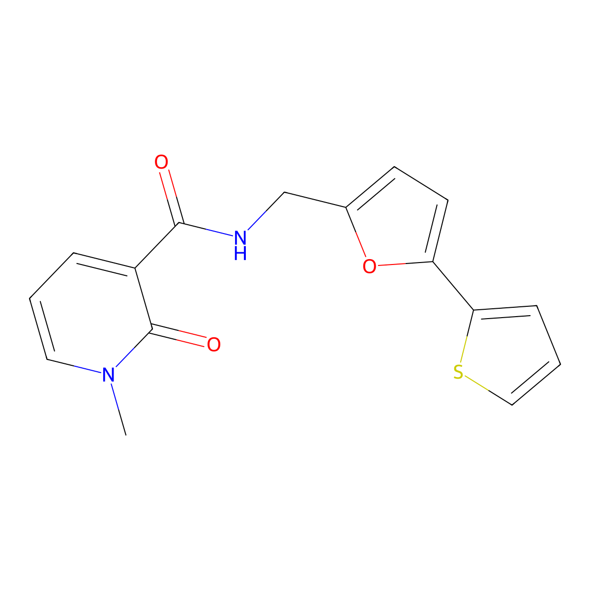 1-methyl-2-oxo-N-{[5-(thiophen-2-yl)furan-2-yl]methyl}-1,2-dihydropyridine-3-carboxamide molecular structure, CAS 2034247-31-7