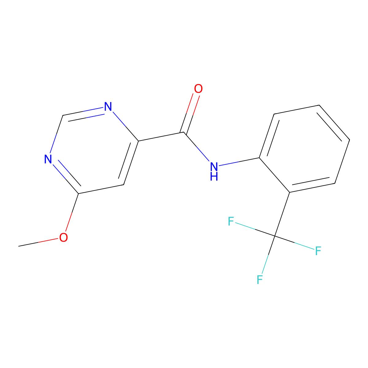 6-methoxy-N-[2-(trifluoromethyl)phenyl]pyrimidine-4-carboxamide molecular structure, CAS 2034247-37-3