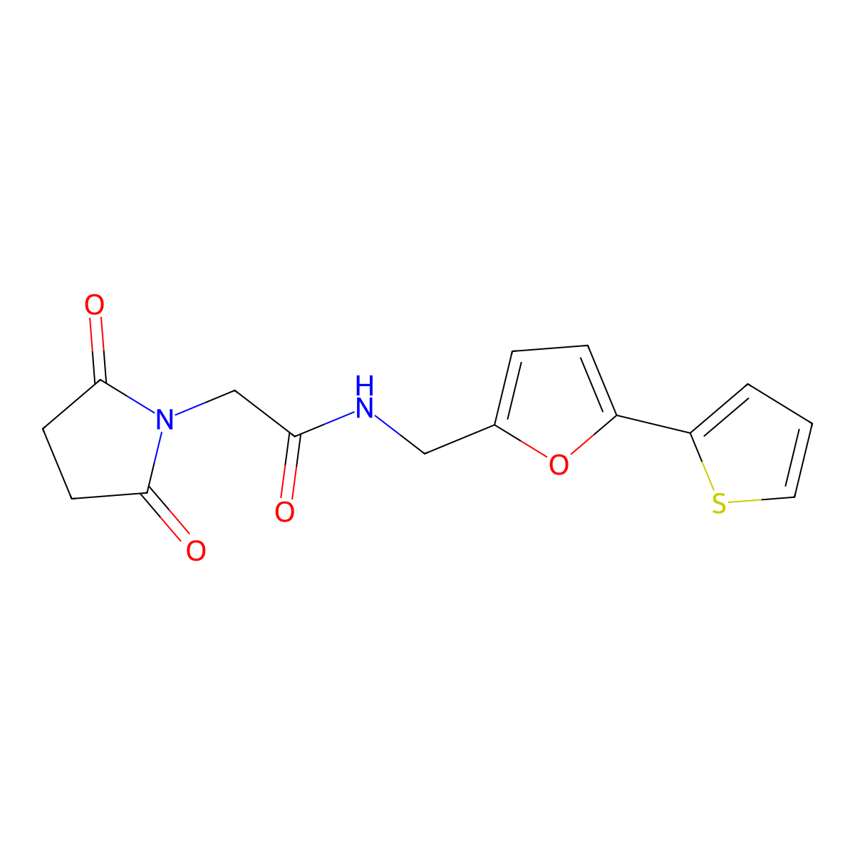 2-(2,5-dioxopyrrolidin-1-yl)-N-((5-(thiophen-2-yl)furan-2-yl)methyl)acetamide molecular structure, CAS 2034247-38-4