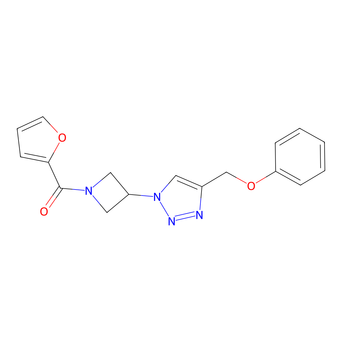 furan-2-yl(3-(4-(phenoxymethyl)-1H-1,2,3-triazol-1-yl)azetidin-1-yl)methanone molecular structure, CAS 2034247-40-8