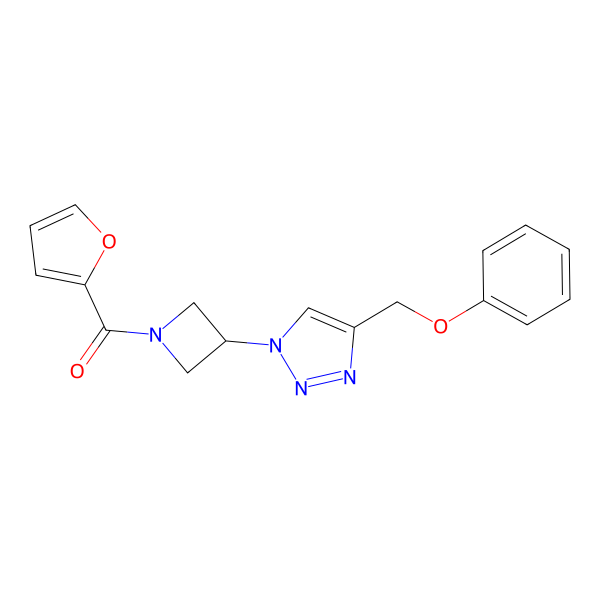 furan-2-yl(3-(4-(phenoxymethyl)-1H-1,2,3-triazol-1-yl)azetidin-1-yl)methanone molecular structure, CAS 2034247-40-8