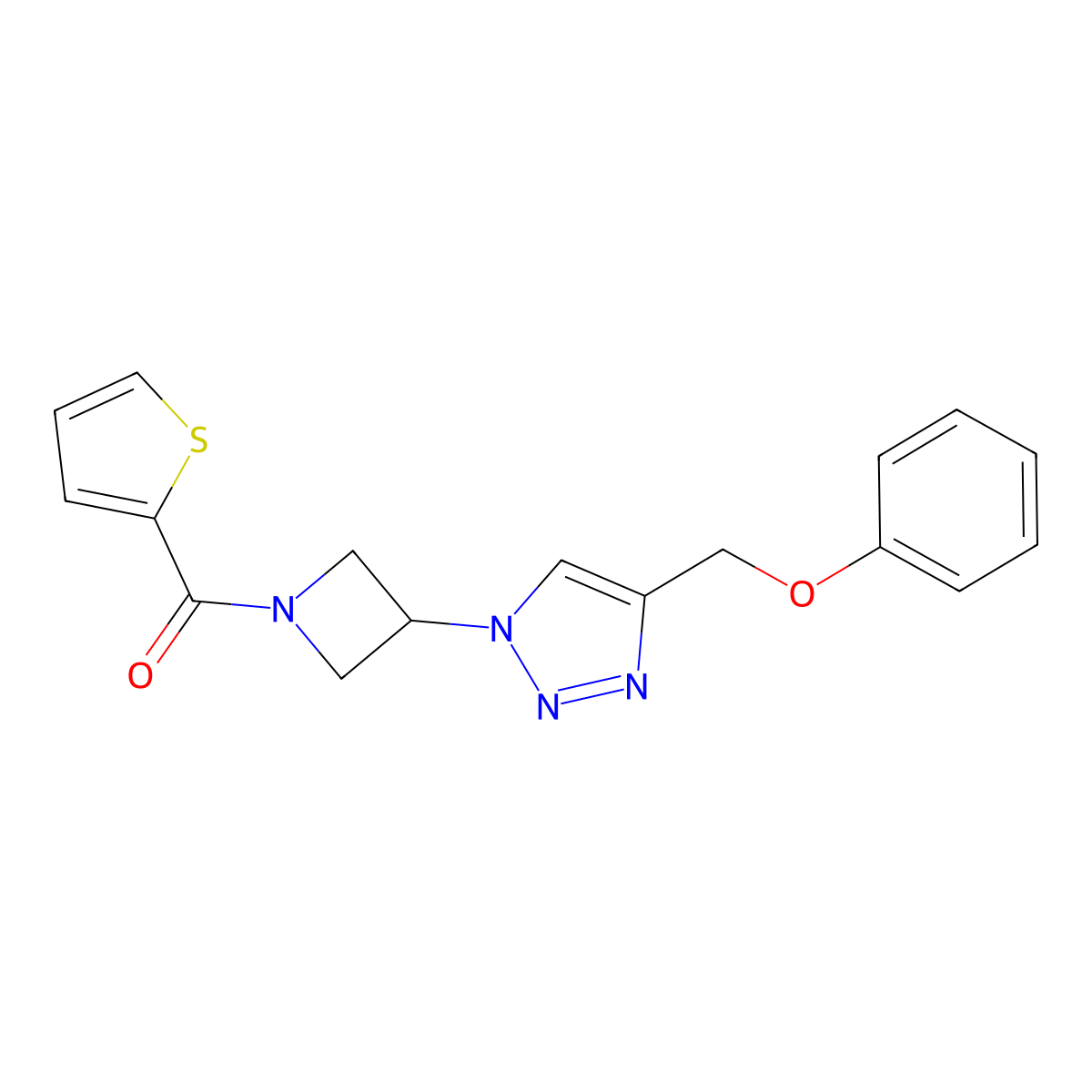 (3-(4-(phenoxymethyl)-1H-1,2,3-triazol-1-yl)azetidin-1-yl)(thiophen-2-yl)methanone molecular structure, CAS 2034247-41-9