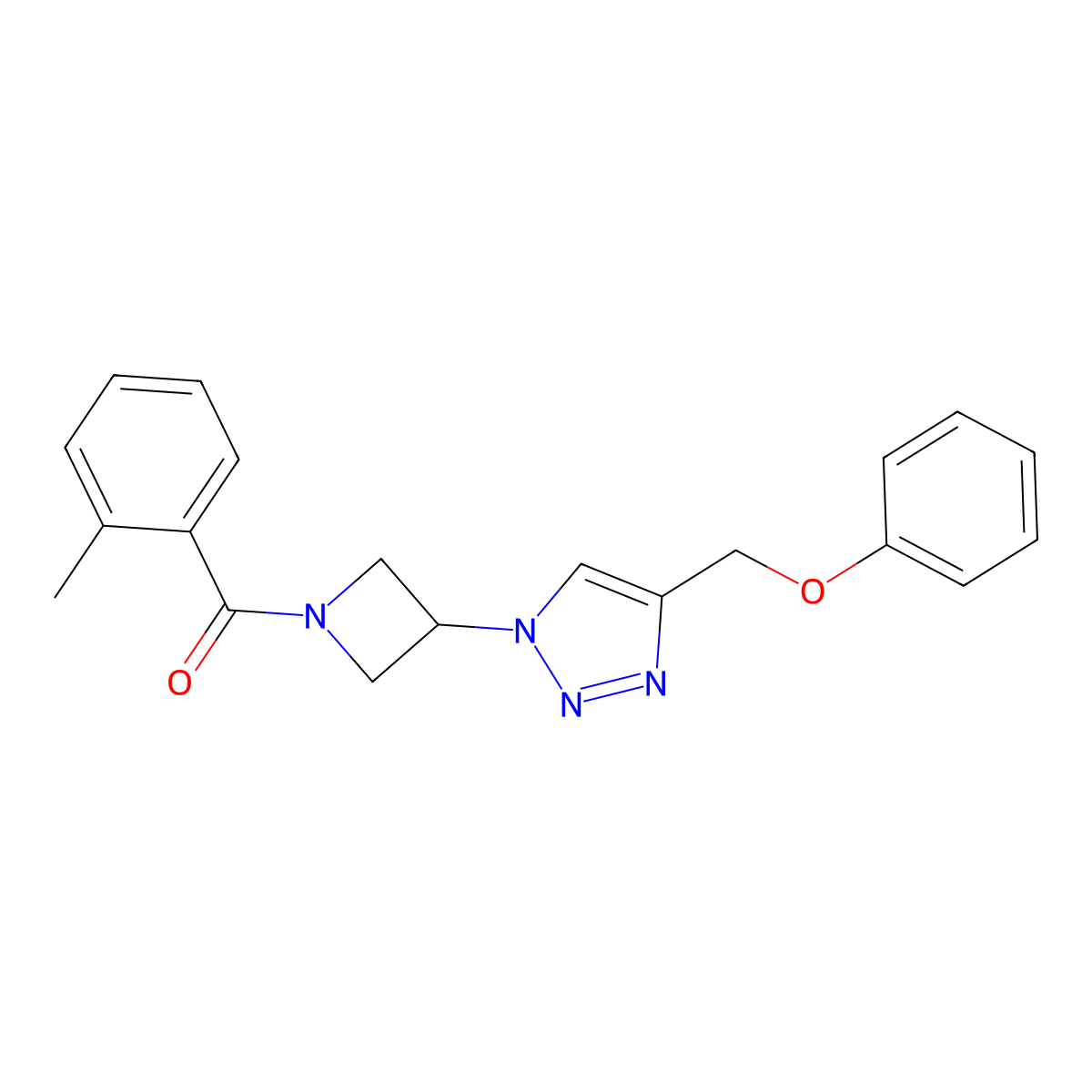 (3-(4-(phenoxymethyl)-1H-1,2,3-triazol-1-yl)azetidin-1-yl)(o-tolyl)methanone molecular structure, CAS 2034247-43-1