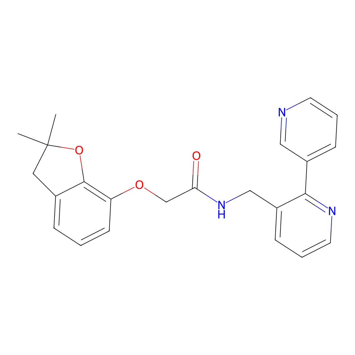 N-([2,3'-bipyridin]-3-ylmethyl)-2-((2,2-dimethyl-2,3-dihydrobenzofuran-7-yl)oxy)acetamide molecular structure, CAS 2034247-45-3