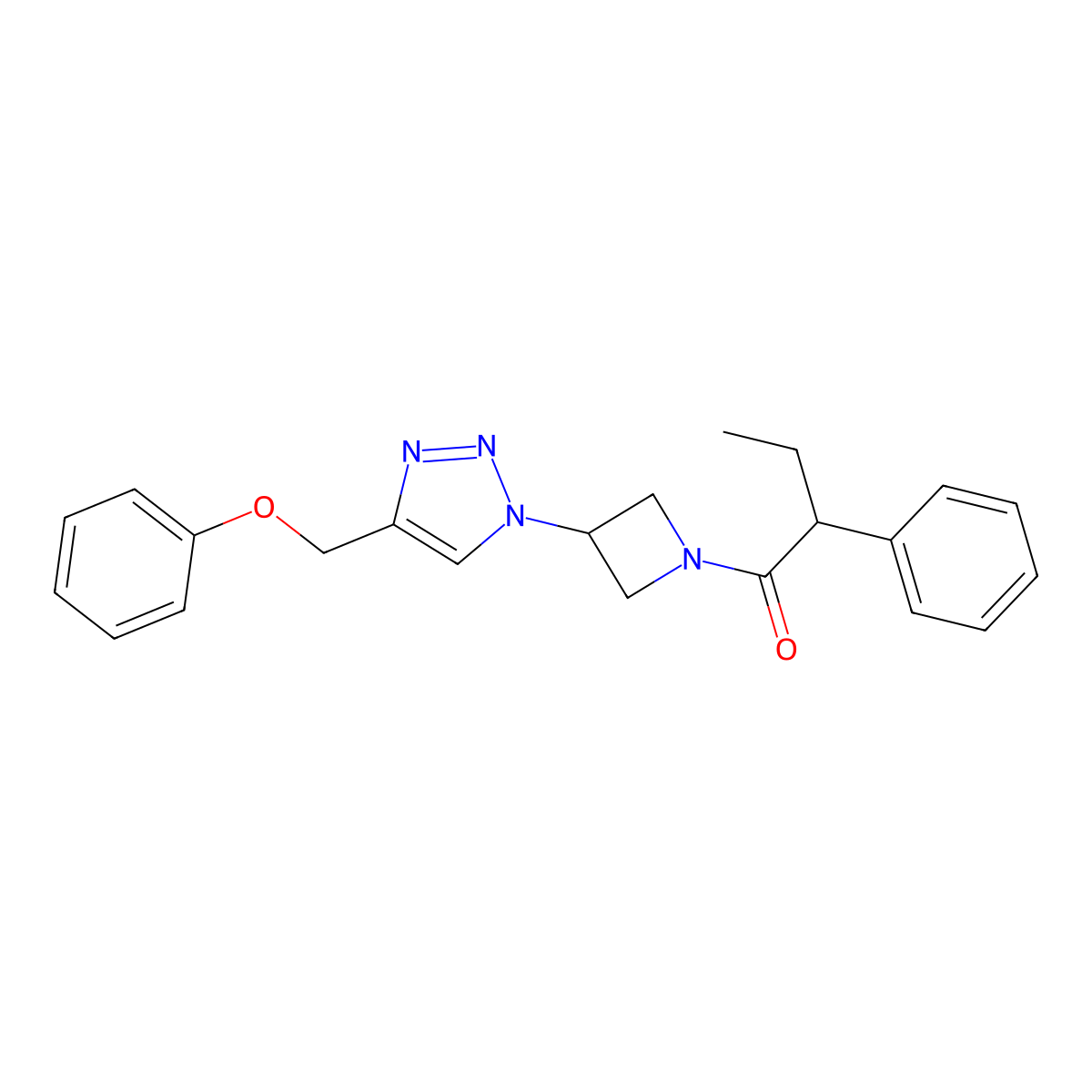 1-{3-[4-(phenoxymethyl)-1H-1,2,3-triazol-1-yl]azetidin-1-yl}-2-phenylbutan-1-one molecular structure, CAS 2034247-46-4