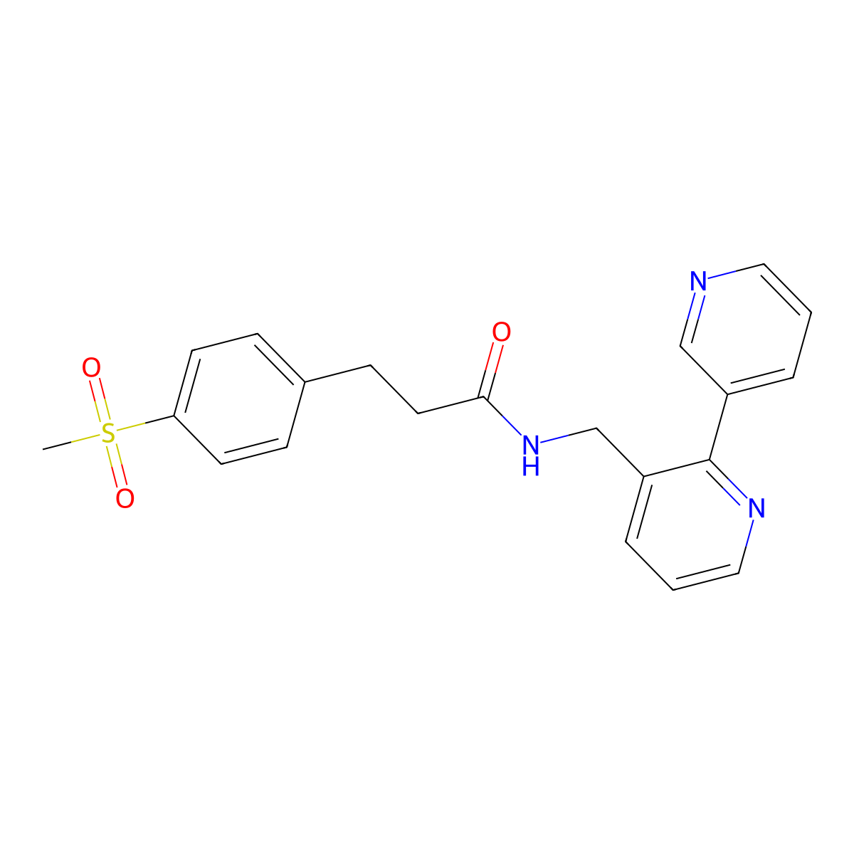 N-([2,3'-bipyridin]-3-ylmethyl)-3-(4-(methylsulfonyl)phenyl)propanamide molecular structure, CAS 2034247-47-5