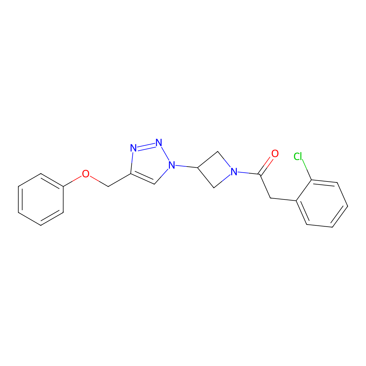 2-(2-chlorophenyl)-1-(3-(4-(phenoxymethyl)-1H-1,2,3-triazol-1-yl)azetidin-1-yl)ethanone molecular structure, CAS 2034247-48-6