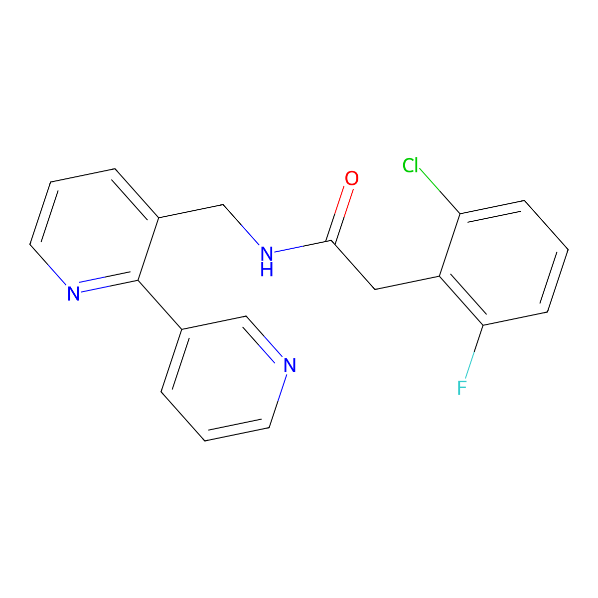 N-([2,3'-bipyridin]-3-ylmethyl)-2-(2-chloro-6-fluorophenyl)acetamide molecular structure, CAS 2034247-49-7
