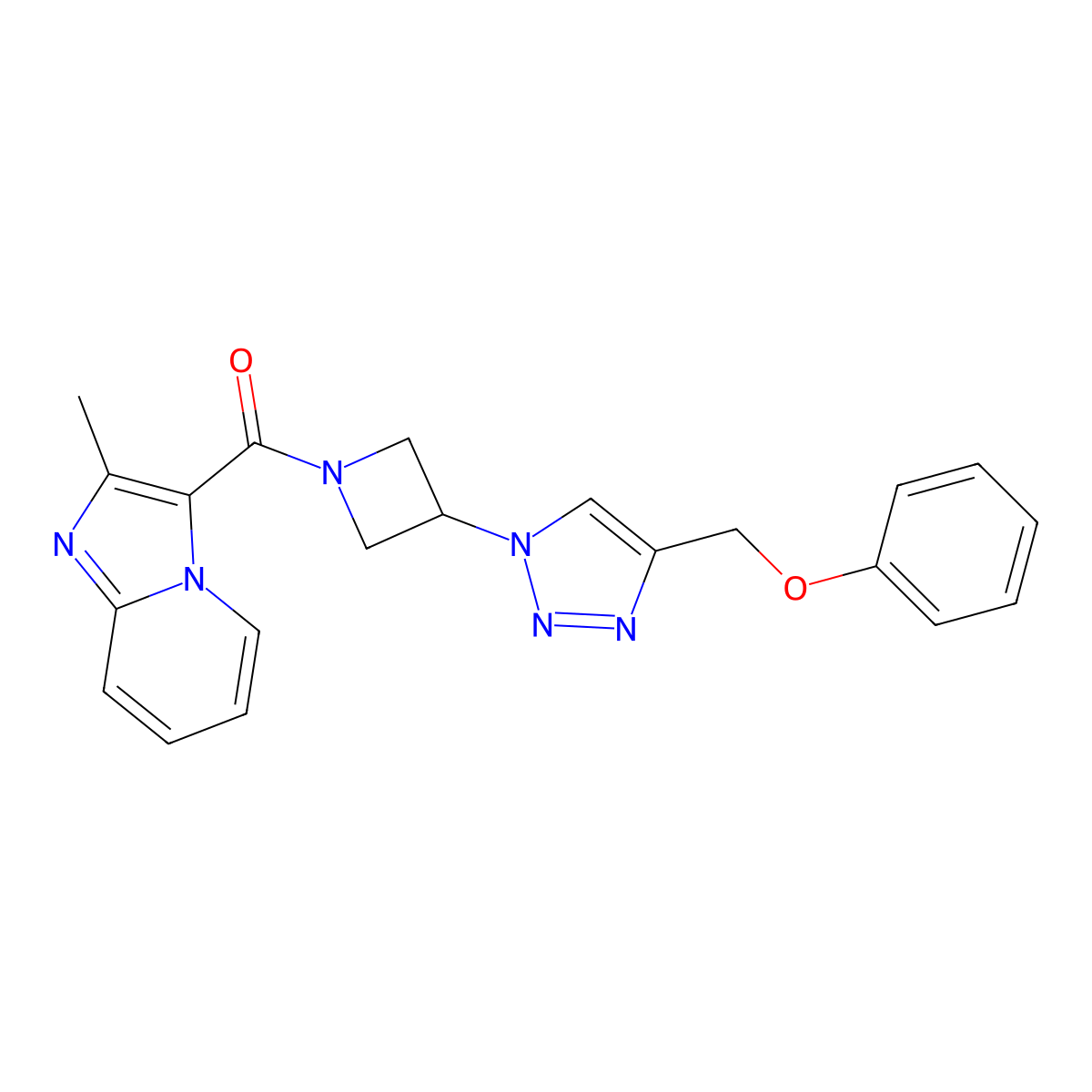 (2-methylimidazo[1,2-a]pyridin-3-yl)(3-(4-(phenoxymethyl)-1H-1,2,3-triazol-1-yl)azetidin-1-yl)methanone molecular structure, CAS 2034247-50-0