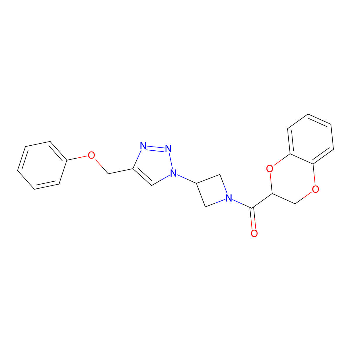 (2,3-dihydrobenzo[b][1,4]dioxin-2-yl)(3-(4-(phenoxymethyl)-1H-1,2,3-triazol-1-yl)azetidin-1-yl)methanone molecular structure, CAS 2034247-52-2