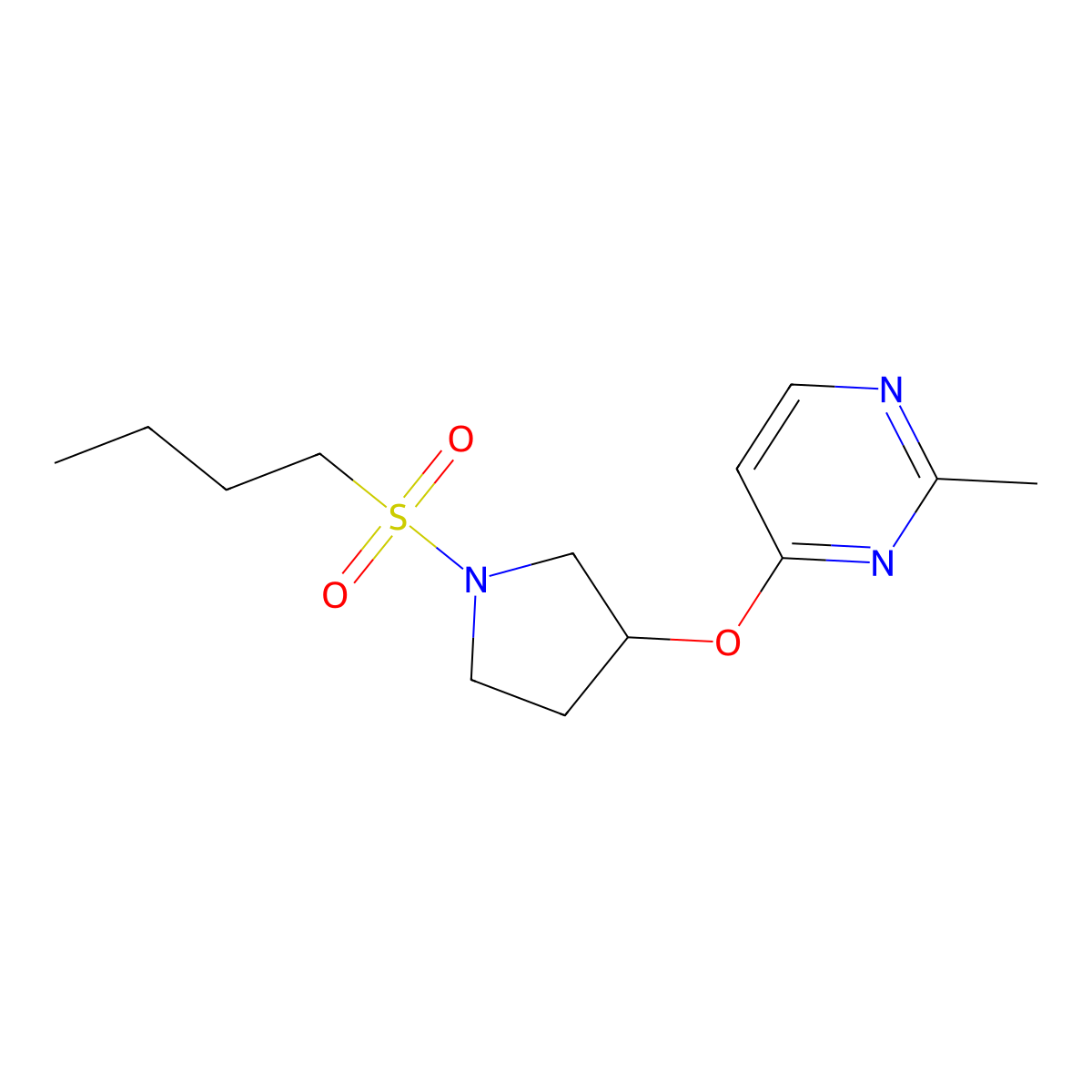 4-{[1-(Butane-1-sulfonyl)pyrrolidin-3-yl]oxy}-2-methylpyrimidine molecular structure, CAS 2034247-53-3
