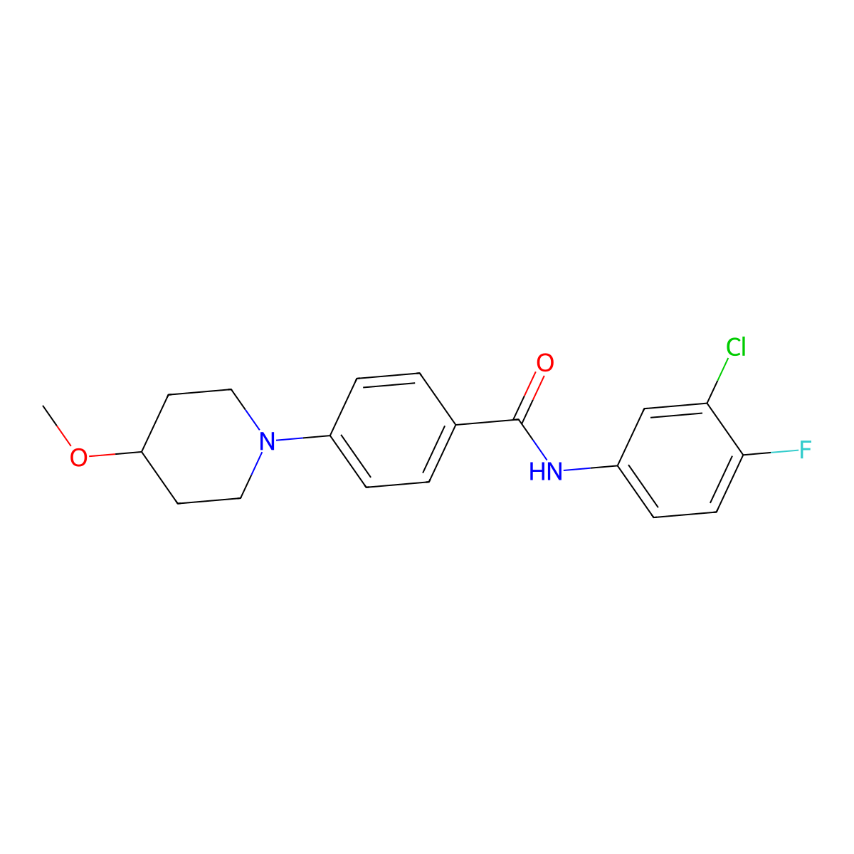 N-(3-chloro-4-fluorophenyl)-4-(4-methoxypiperidin-1-yl)benzamide molecular structure, CAS 2034247-56-6