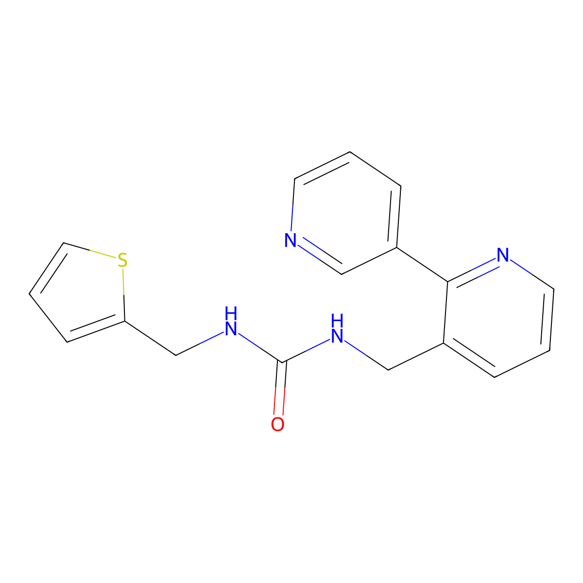 1-([2,3'-Bipyridin]-3-ylmethyl)-3-(thiophen-2-ylmethyl)urea molecular structure, CAS 2034247-60-2