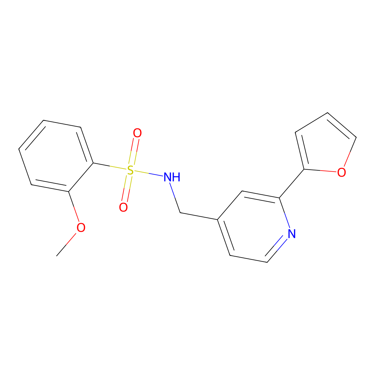 N-((2-(furan-2-yl)pyridin-4-yl)methyl)-2-methoxybenzenesulfonamide molecular structure, CAS 2034247-85-1