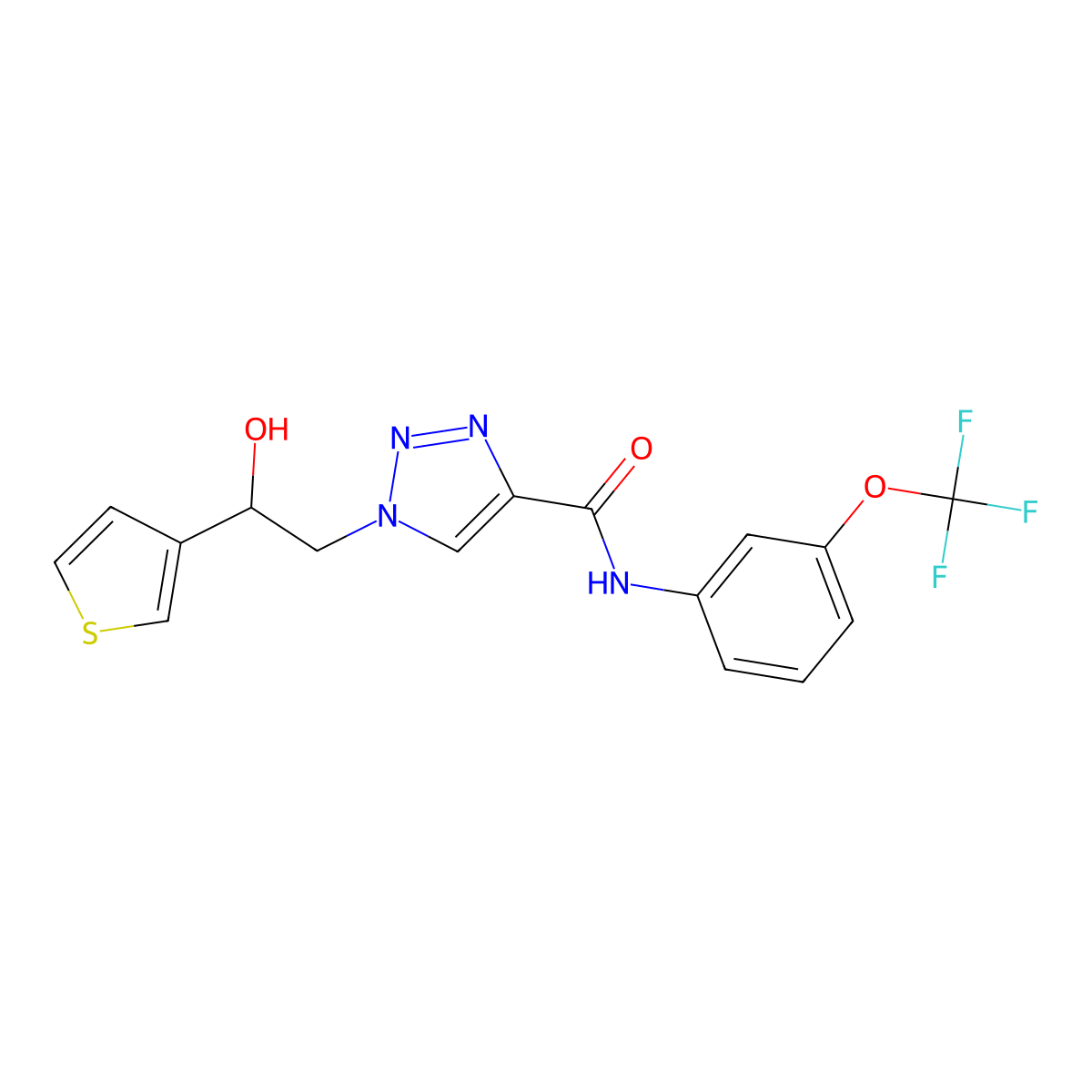 1-(2-hydroxy-2-(thiophen-3-yl)ethyl)-N-(3-(trifluoromethoxy)phenyl)-1H-1,2,3-triazole-4-carboxamide molecular structure, CAS 2034247-89-5